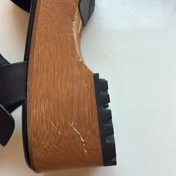 Anthropologie, Kelsey Dagger Webster Black Leather Platform, Clog Sandals - Picture 10 of 10